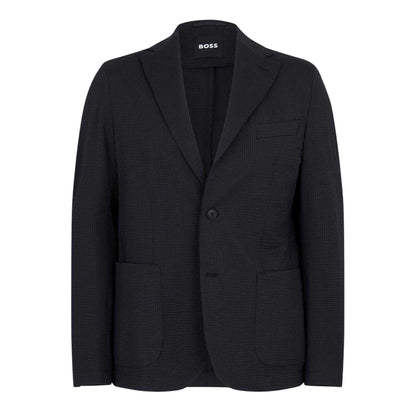 Black - Front - Boss Mens Seersucker Slim Blazer