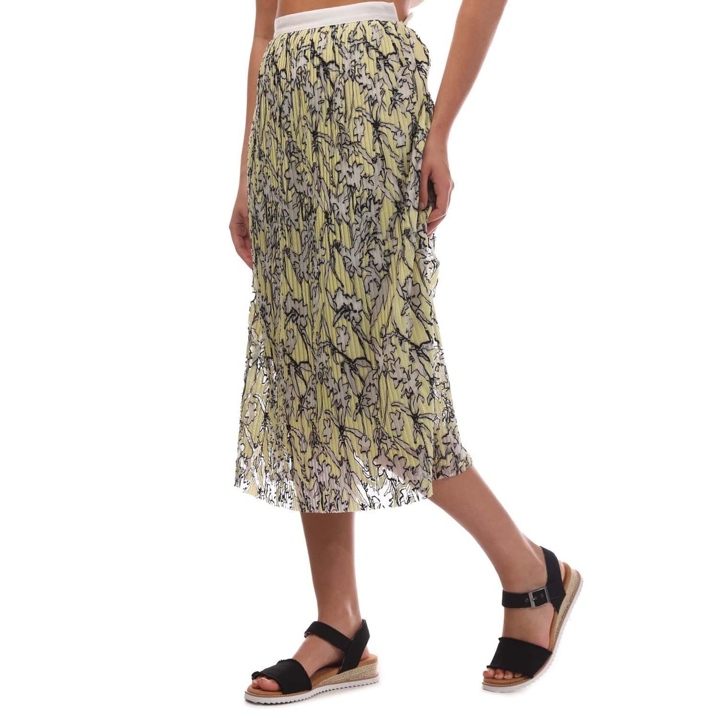 Cream-White-Black - Side - Boss Womens-Ladies Vamune Floral Skirt