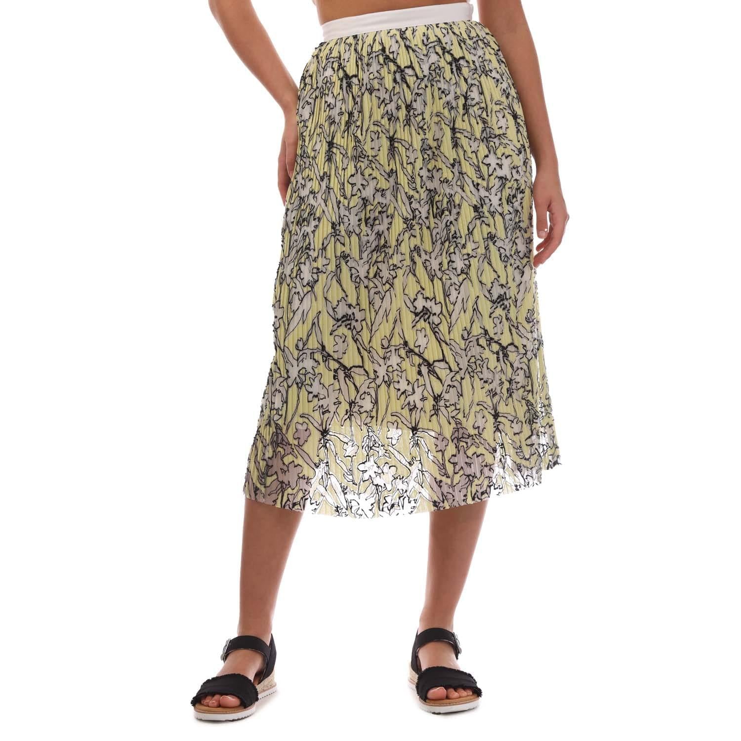Cream-White-Black - Front - Boss Womens-Ladies Vamune Floral Skirt