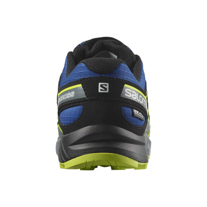 Blue-Black-Lime - Back - Salomon Childrens-Kids Speedcross Waterproof Shoes