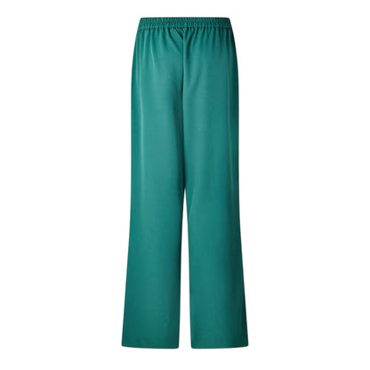 Trek Green - Back - Pieces Womens-Ladies Elasticated Wide Leg Trousers