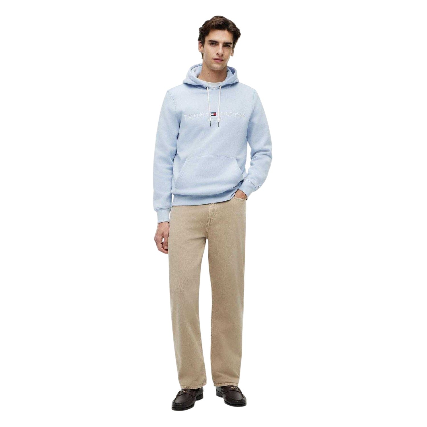 Breezy Blue - Pack Shot - Tommy Hilfiger Mens Logo Hoodie