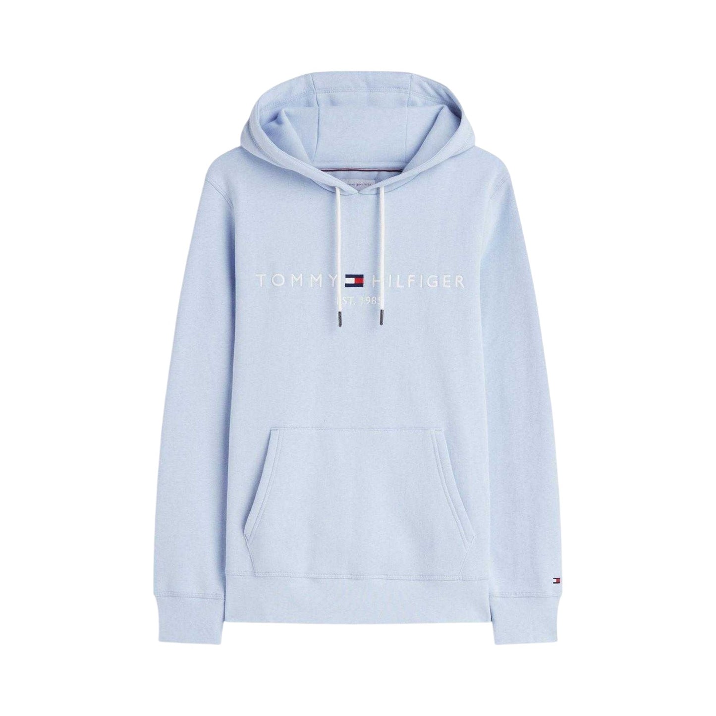 Breezy Blue - Front - Tommy Hilfiger Mens Logo Hoodie