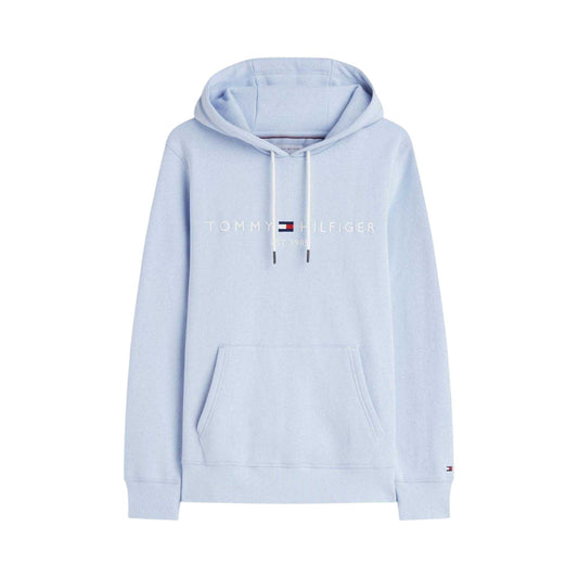 Breezy Blue - Front - Tommy Hilfiger Mens Logo Hoodie