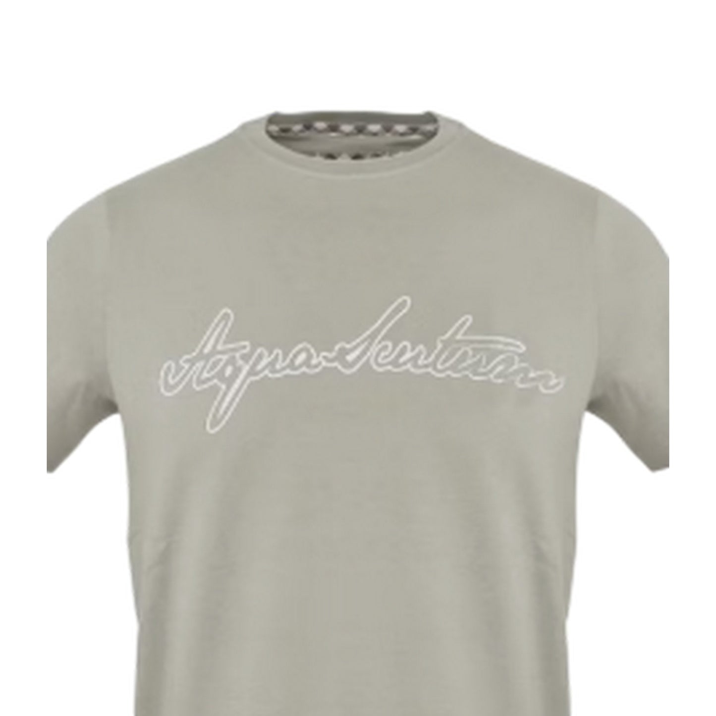 Grey - Side - Aquascutum Mens Logo Jersey Cotton T-Shirt