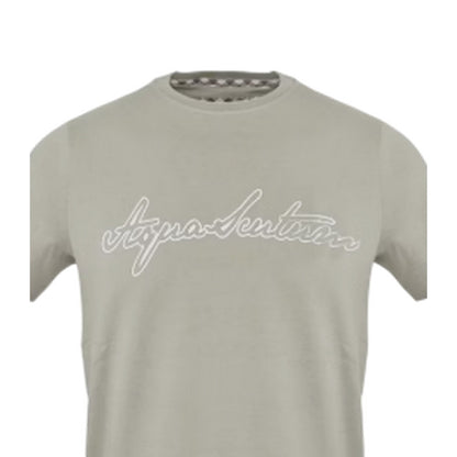 Grey - Side - Aquascutum Mens Logo Jersey Cotton T-Shirt