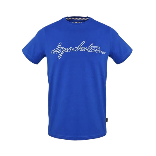 Sky - Front - Aquascutum Mens Logo Jersey Cotton T-Shirt