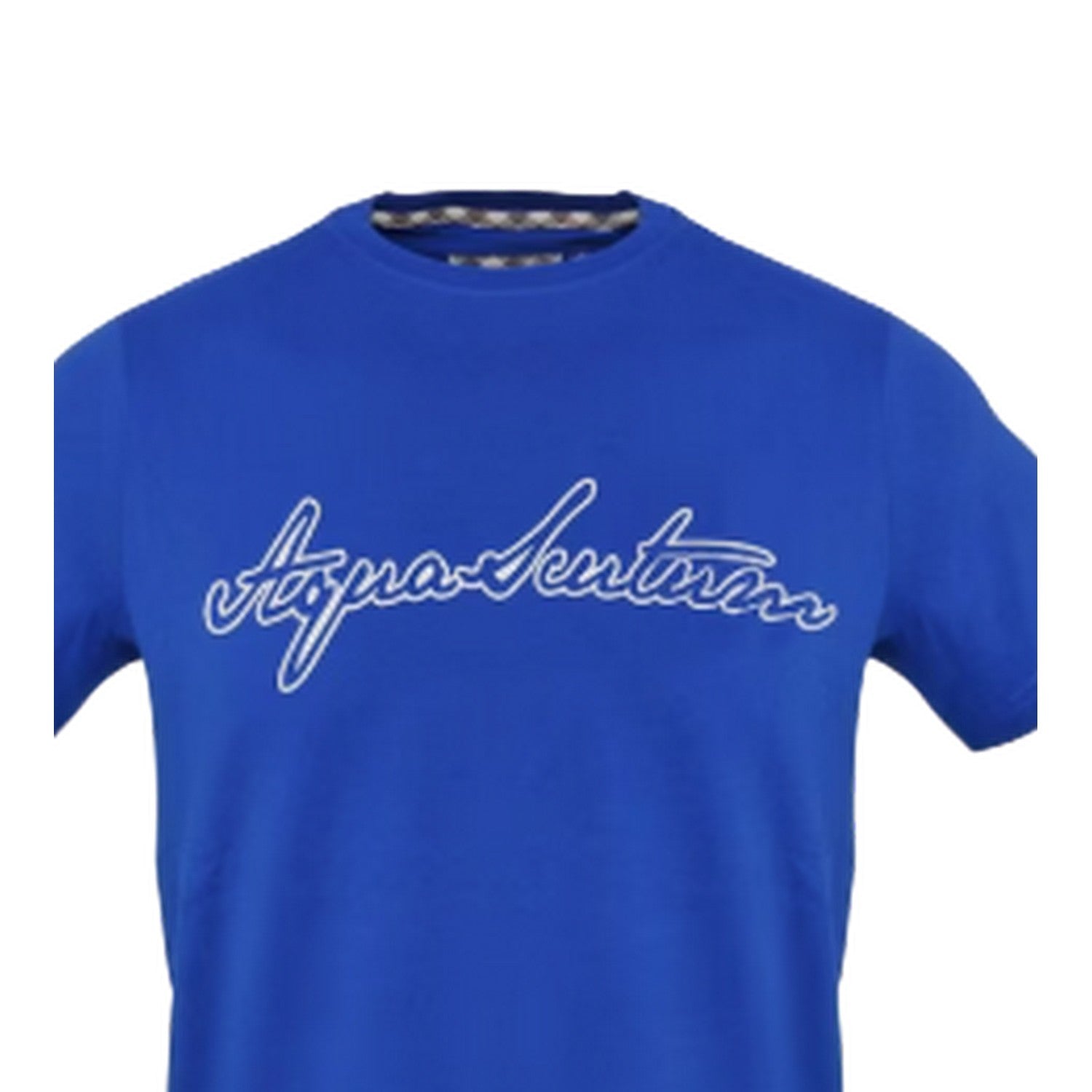 Sky - Side - Aquascutum Mens Logo Jersey Cotton T-Shirt