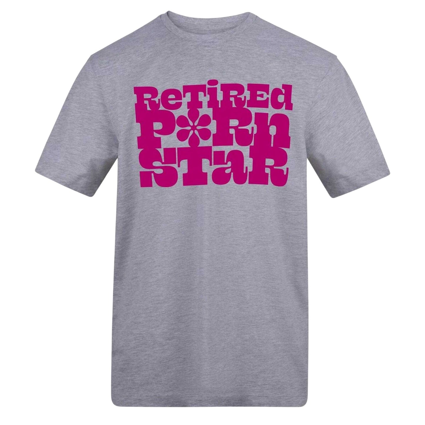 Grey-Pink - Front - AWD Mens Retired Text T-Shirt