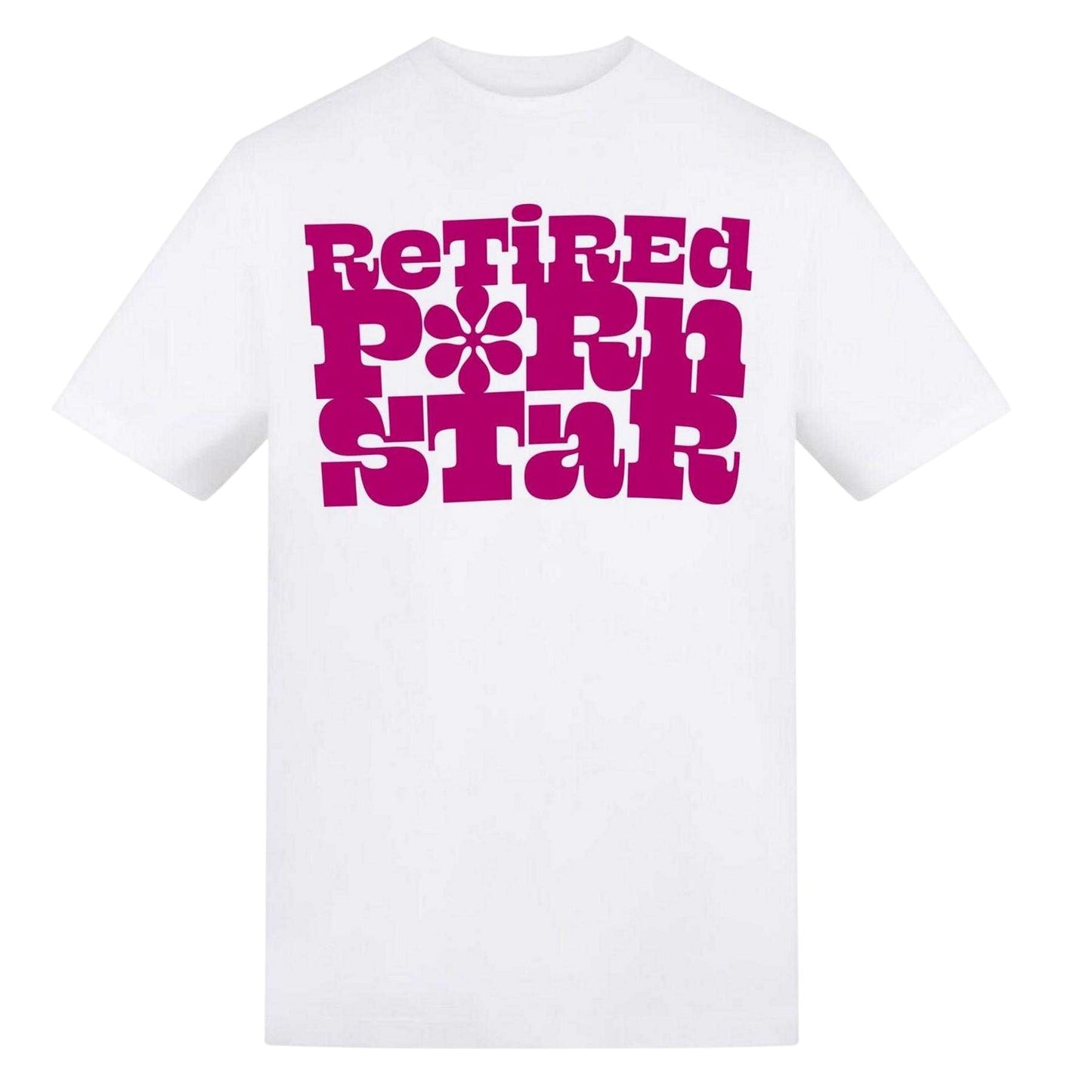White-Pink - Front - AWD Mens Retired Text T-Shirt