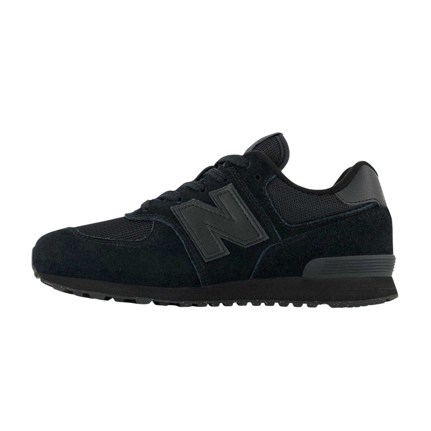 Triple Black - Back - New Balance Childrens-Kids 574 Suede Trainers