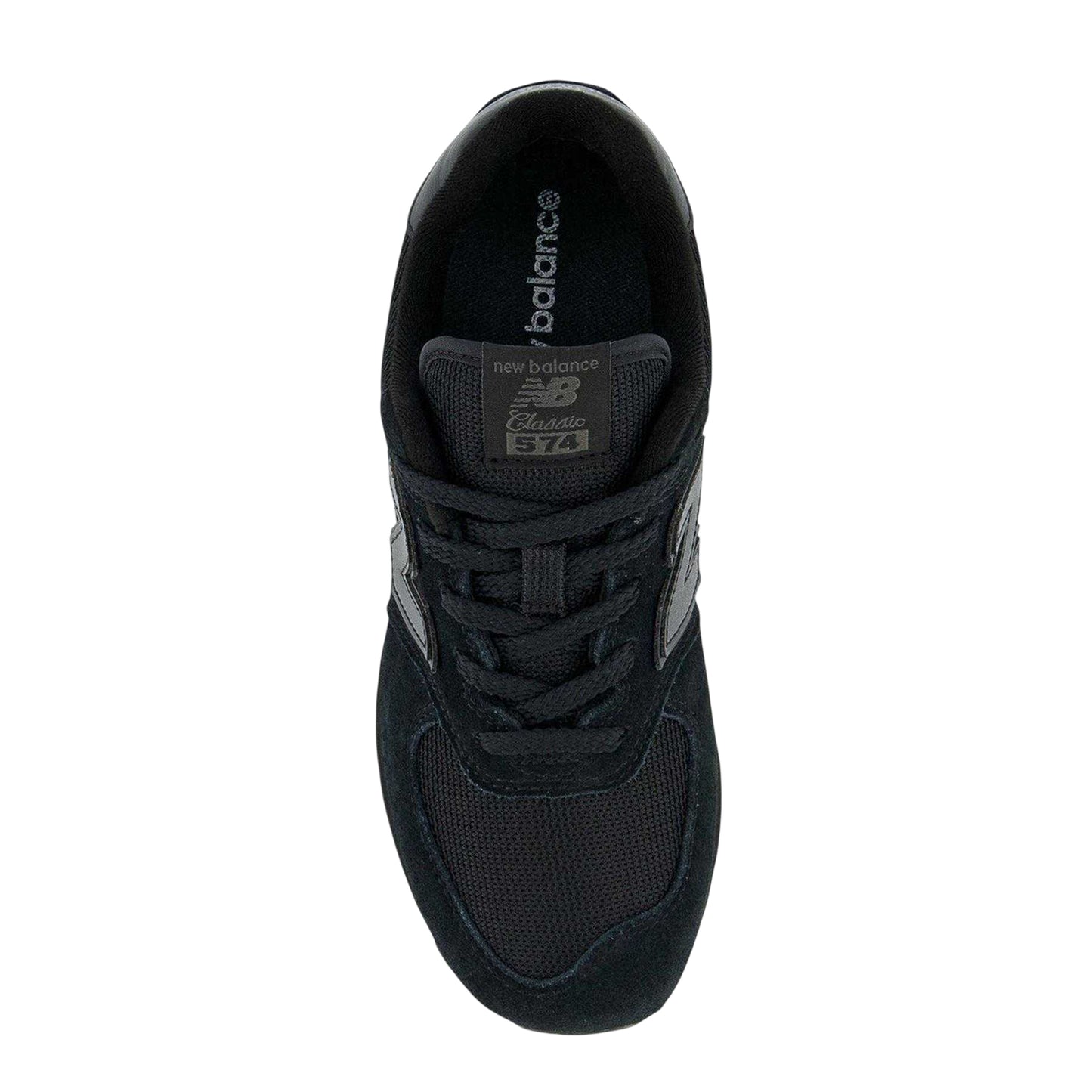 Triple Black - Side - New Balance Childrens-Kids 574 Suede Trainers