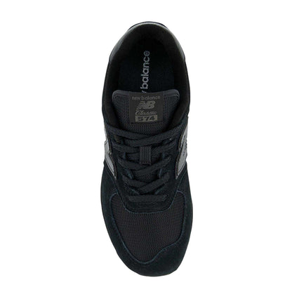 Triple Black - Side - New Balance Childrens-Kids 574 Suede Trainers
