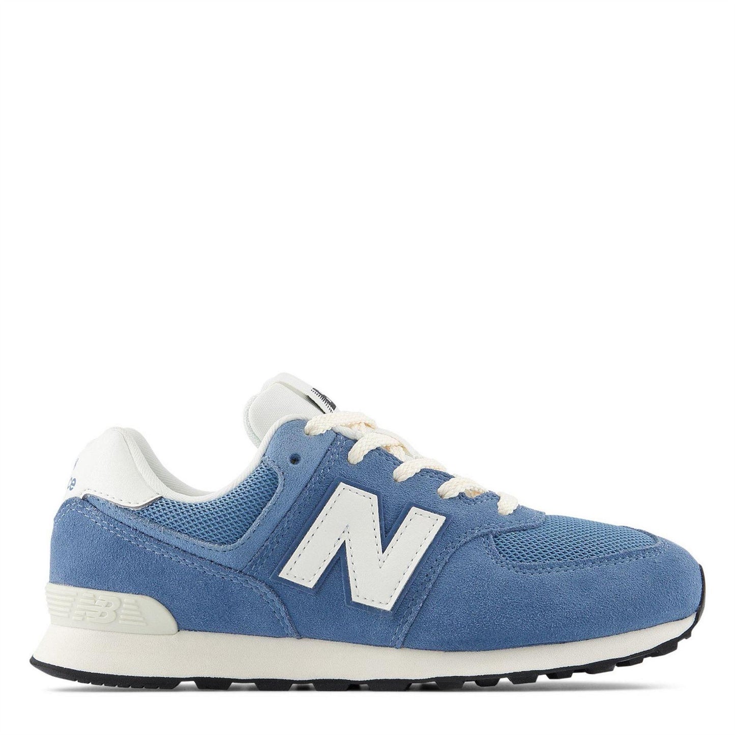 Heron-Blue - Front - New Balance Childrens-Kids 574 Suede Trainers