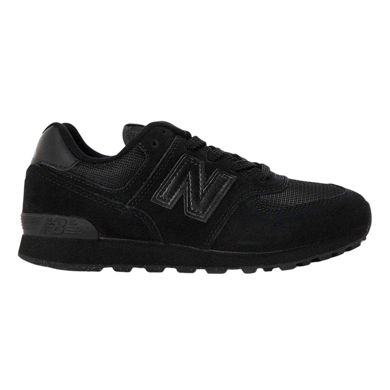Triple Black - Front - New Balance Childrens-Kids 574 Suede Trainers