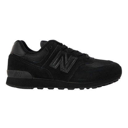 Triple Black - Front - New Balance Childrens-Kids 574 Suede Trainers