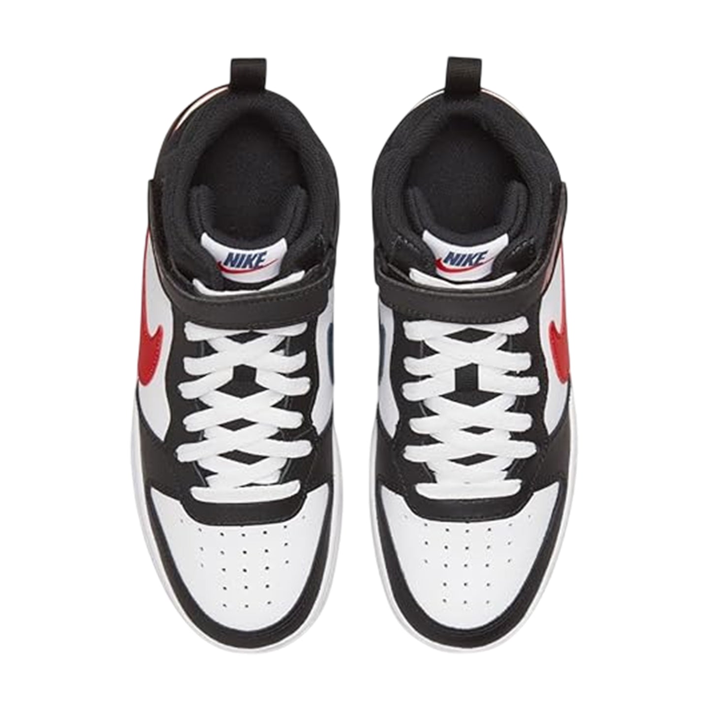 White-Black-Red - Side - Nike Boys Court Borough High Top Trainers