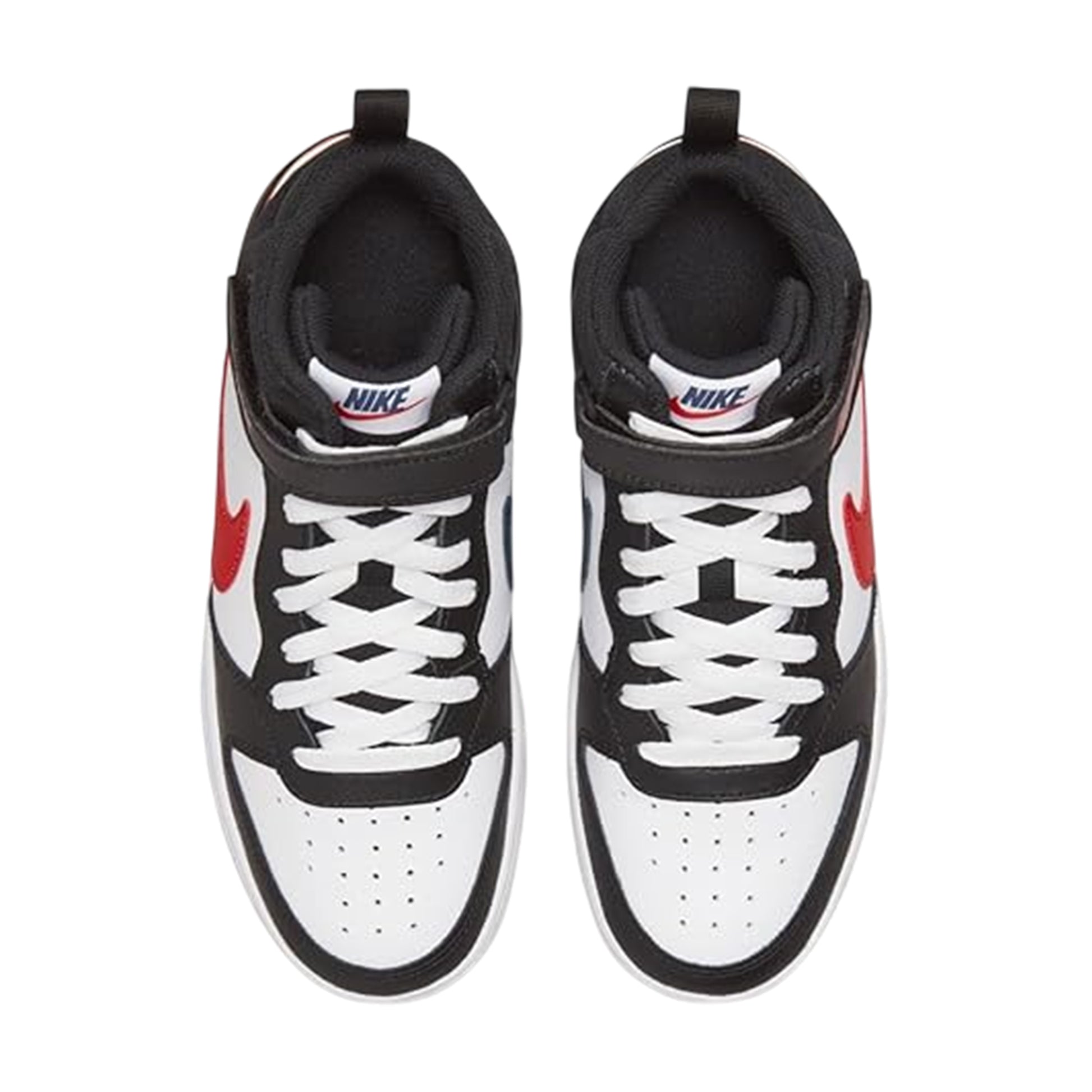 White-Black-Red - Side - Nike Boys Court Borough High Top Trainers