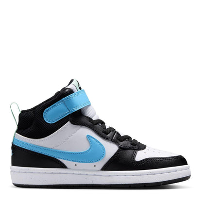 White-Blue-Black - Front - Nike Boys Court Borough High Top Trainers