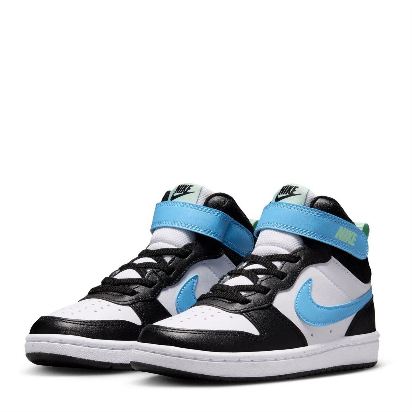 White-Blue-Black - Side - Nike Boys Court Borough High Top Trainers
