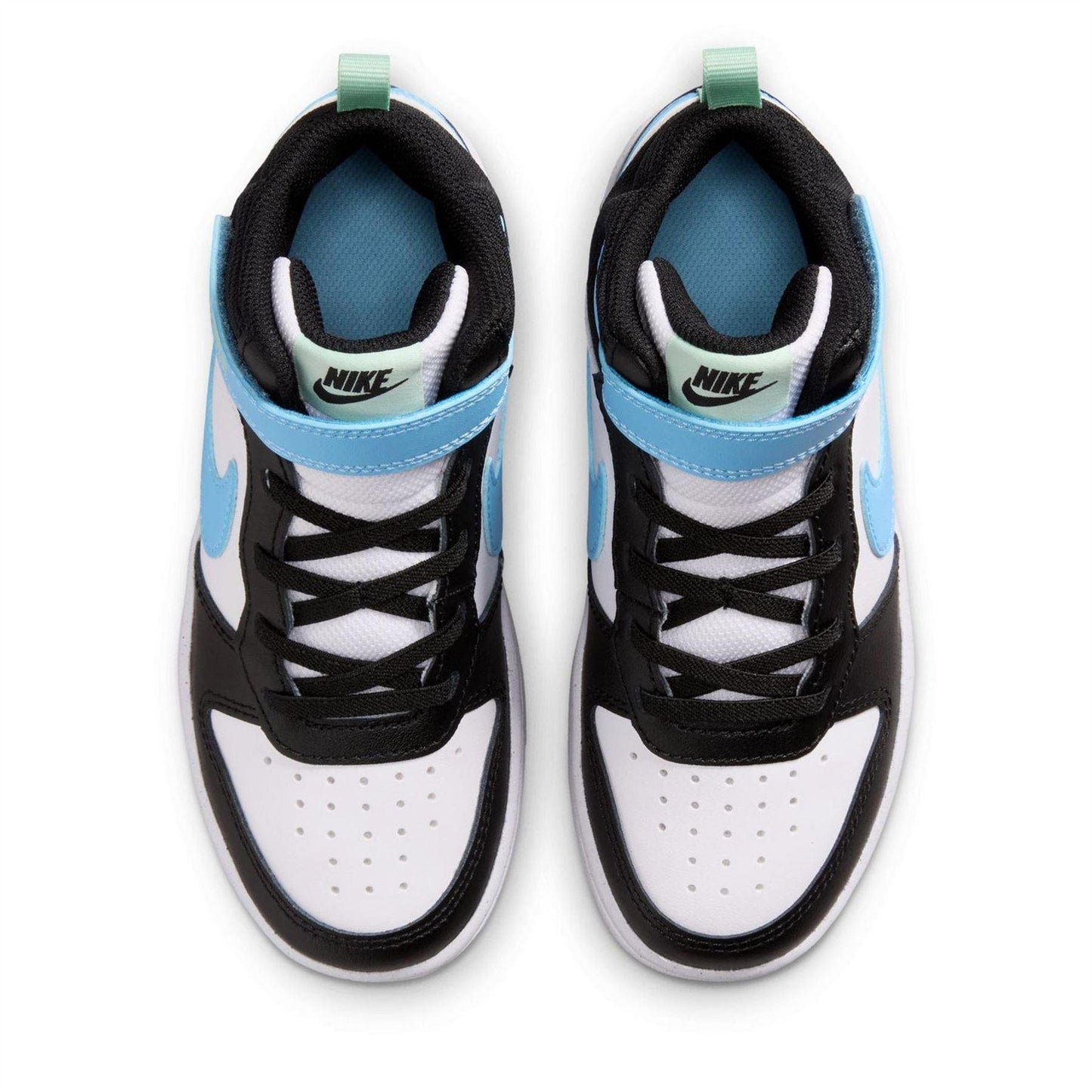 White-Blue-Black - Pack Shot - Nike Boys Court Borough High Top Trainers