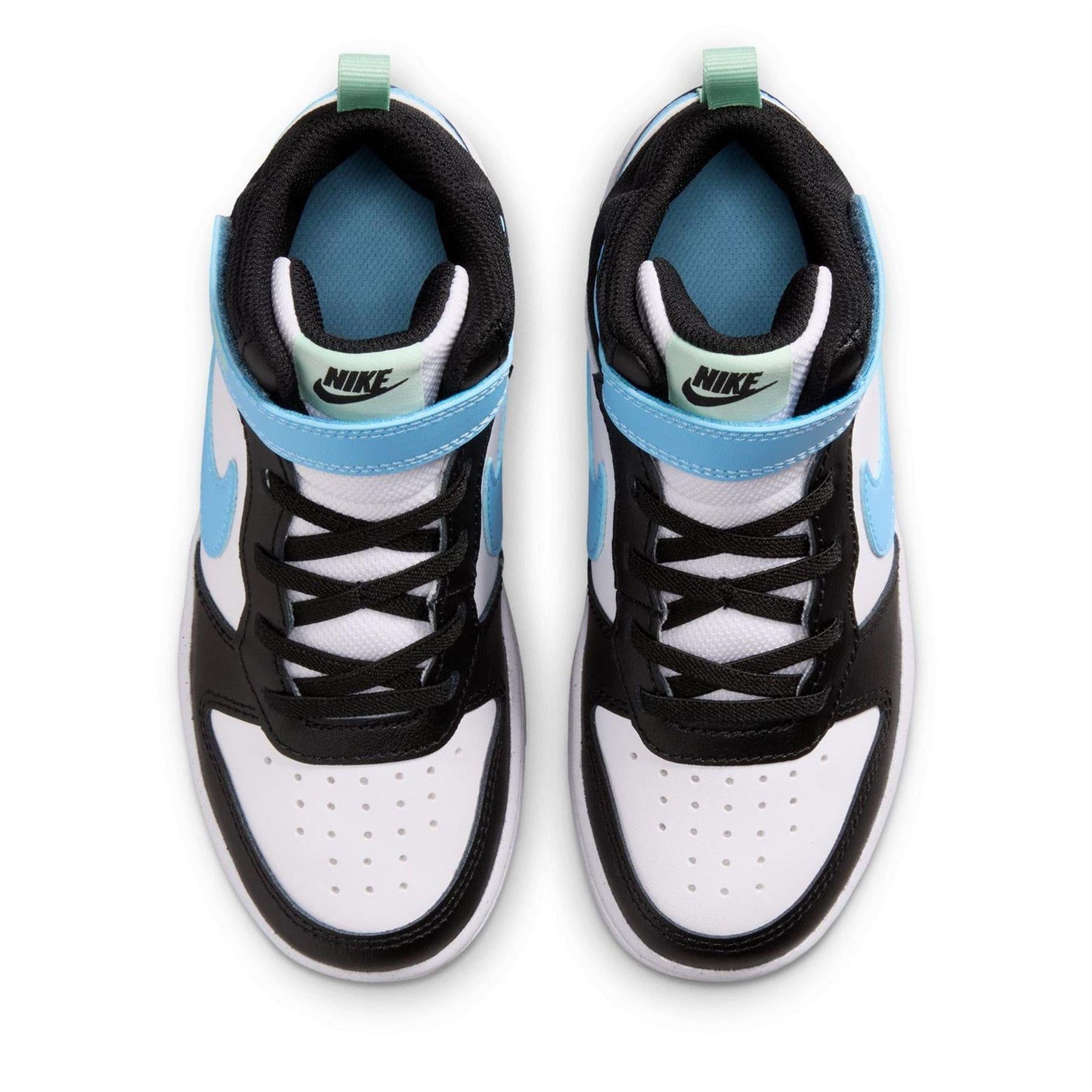 White-Blue-Black - Pack Shot - Nike Boys Court Borough High Top Trainers