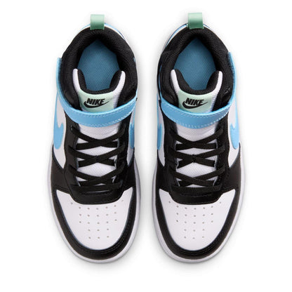 White-Blue-Black - Pack Shot - Nike Boys Court Borough High Top Trainers