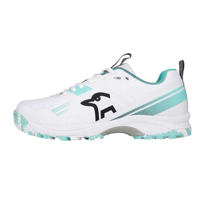 White-Blue - Side - Kookaburra Childrens-Kids 4.0 Cricket Shoes