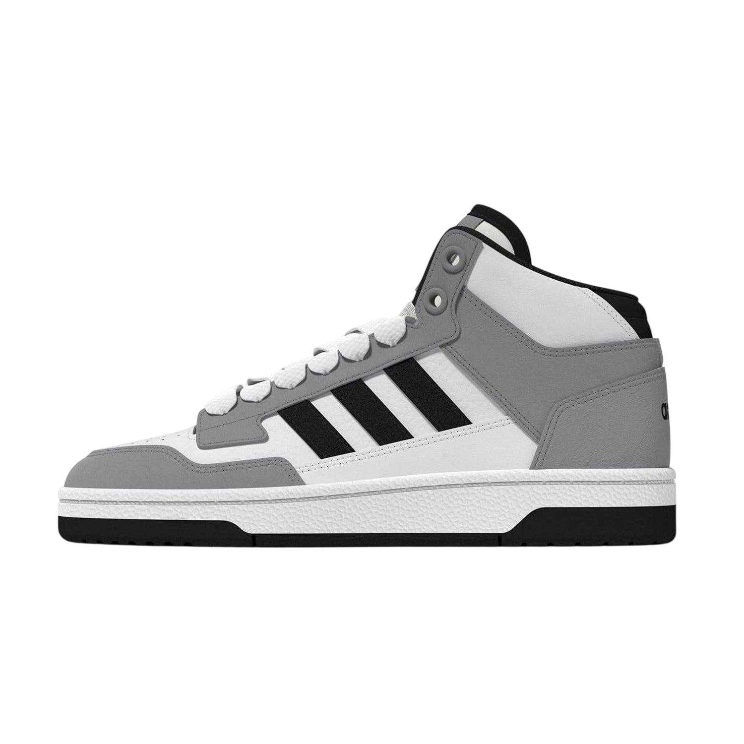 White-Black - Back - Adidas Childrens-Kids Rapid Court Leather Basketball Shoes