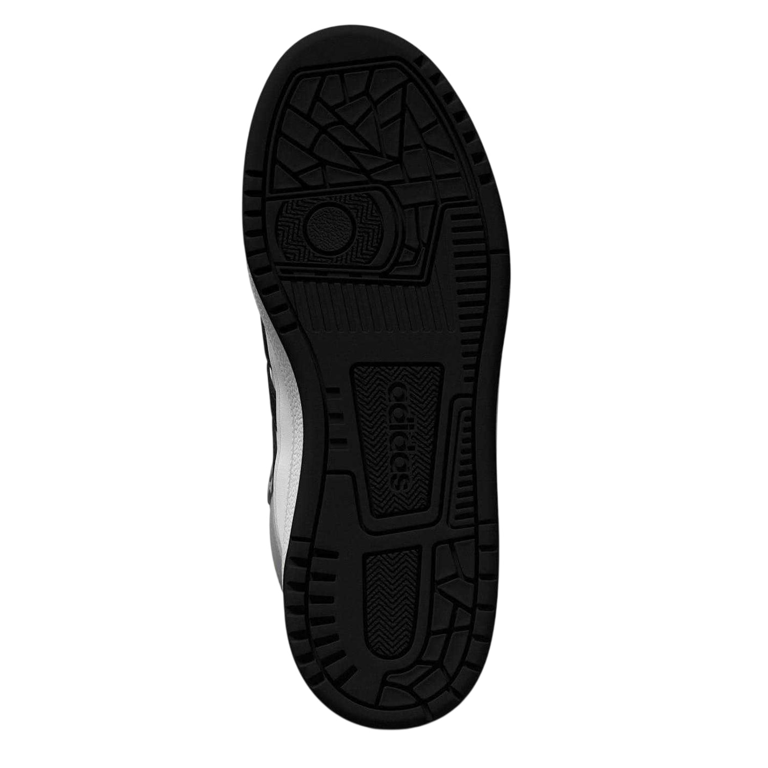 White-Black - Side - Adidas Childrens-Kids Rapid Court Leather Basketball Shoes
