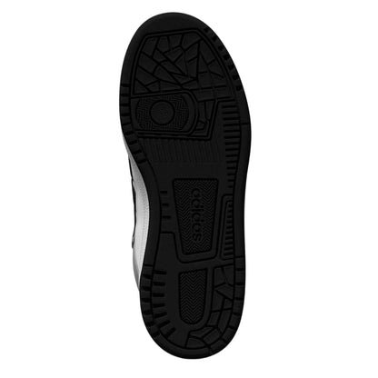White-Black - Side - Adidas Childrens-Kids Rapid Court Leather Basketball Shoes