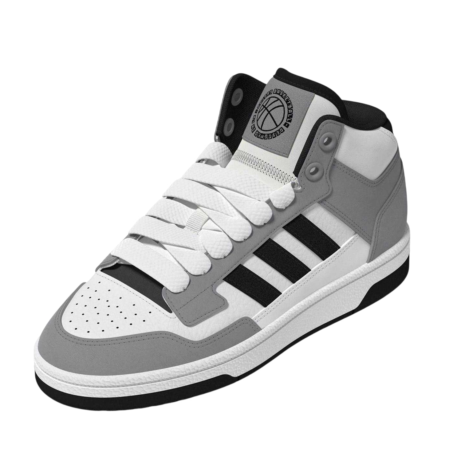 White-Black - Lifestyle - Adidas Childrens-Kids Rapid Court Leather Basketball Shoes