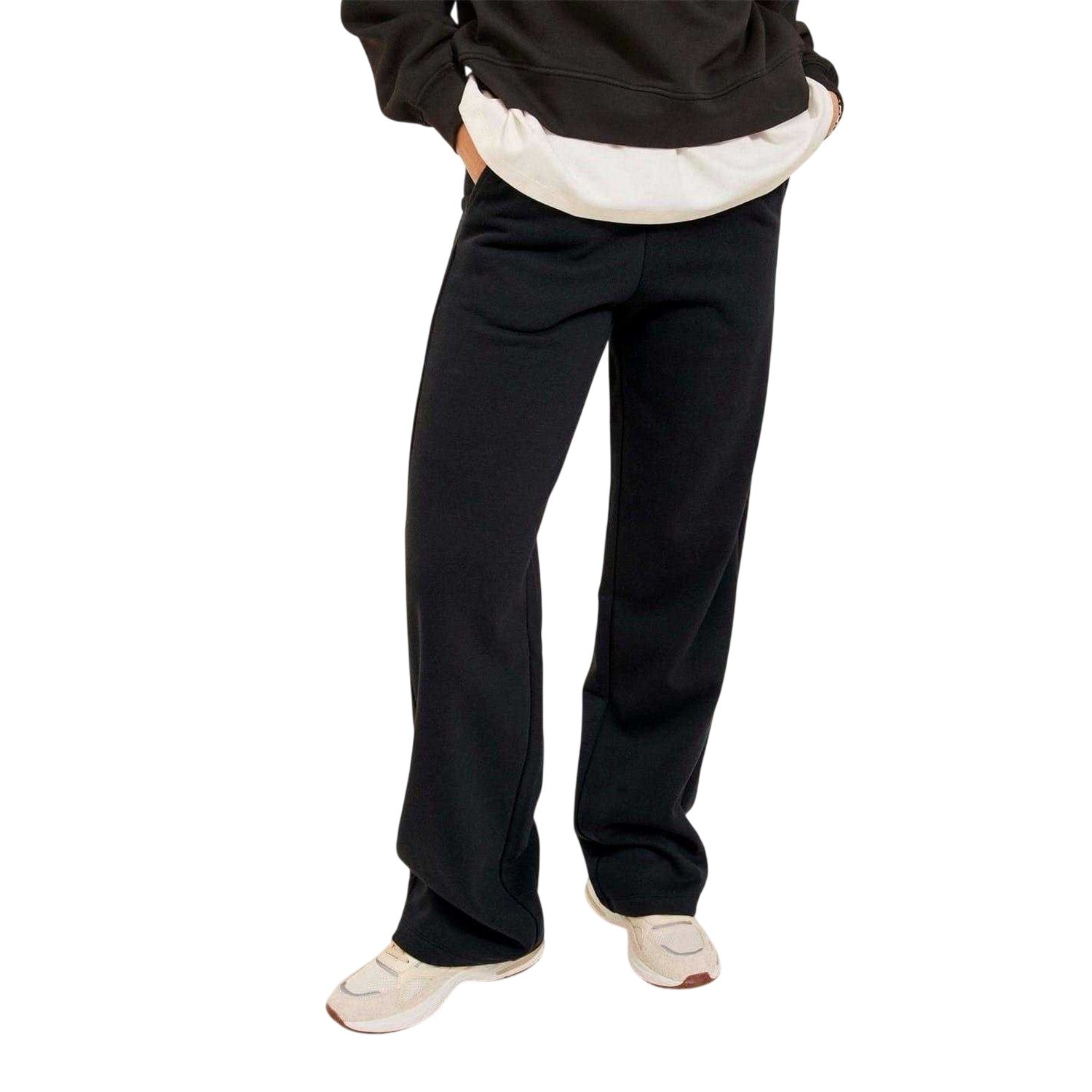 Black - Side - JJXX Womens-Ladies High Rise Wide Leg Sweatpants