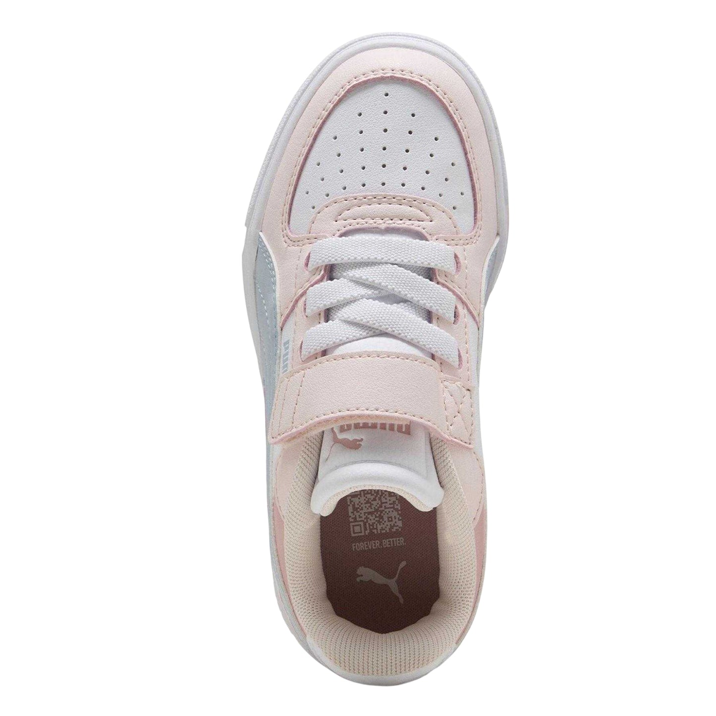 Blue-Blush Pink-White-Blue - Side - Puma Childrens-Kids Caven III Flat Trainers