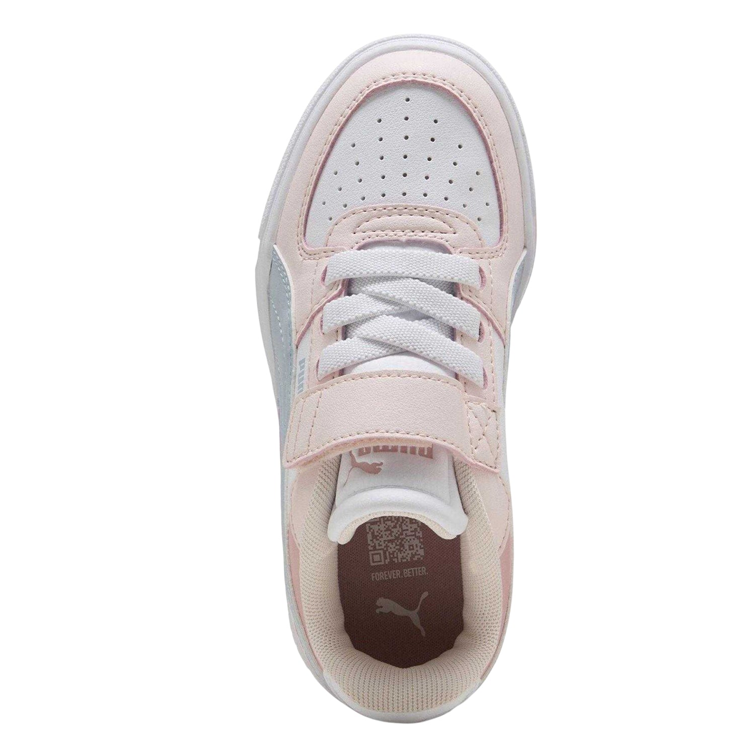 Blue-Blush Pink-White-Blue - Side - Puma Childrens-Kids Caven III Flat Trainers