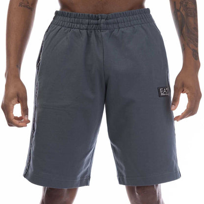Blue - Front - Emporio Armani Mens Logo Branded Tape Shorts