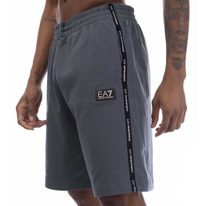 Blue - Side - Emporio Armani Mens Logo Branded Tape Shorts