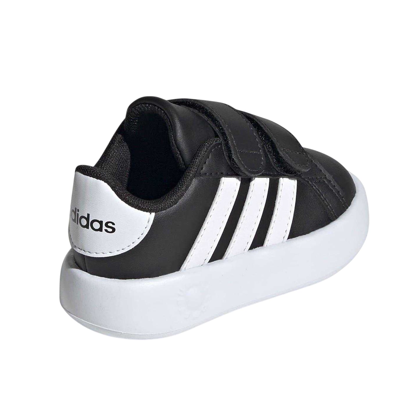Black-White - Back - Adidas Baby Grand Court 3 Stripes Trainers