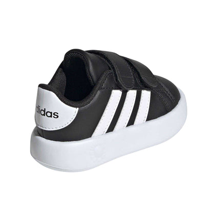 Black-White - Back - Adidas Baby Grand Court 3 Stripes Trainers