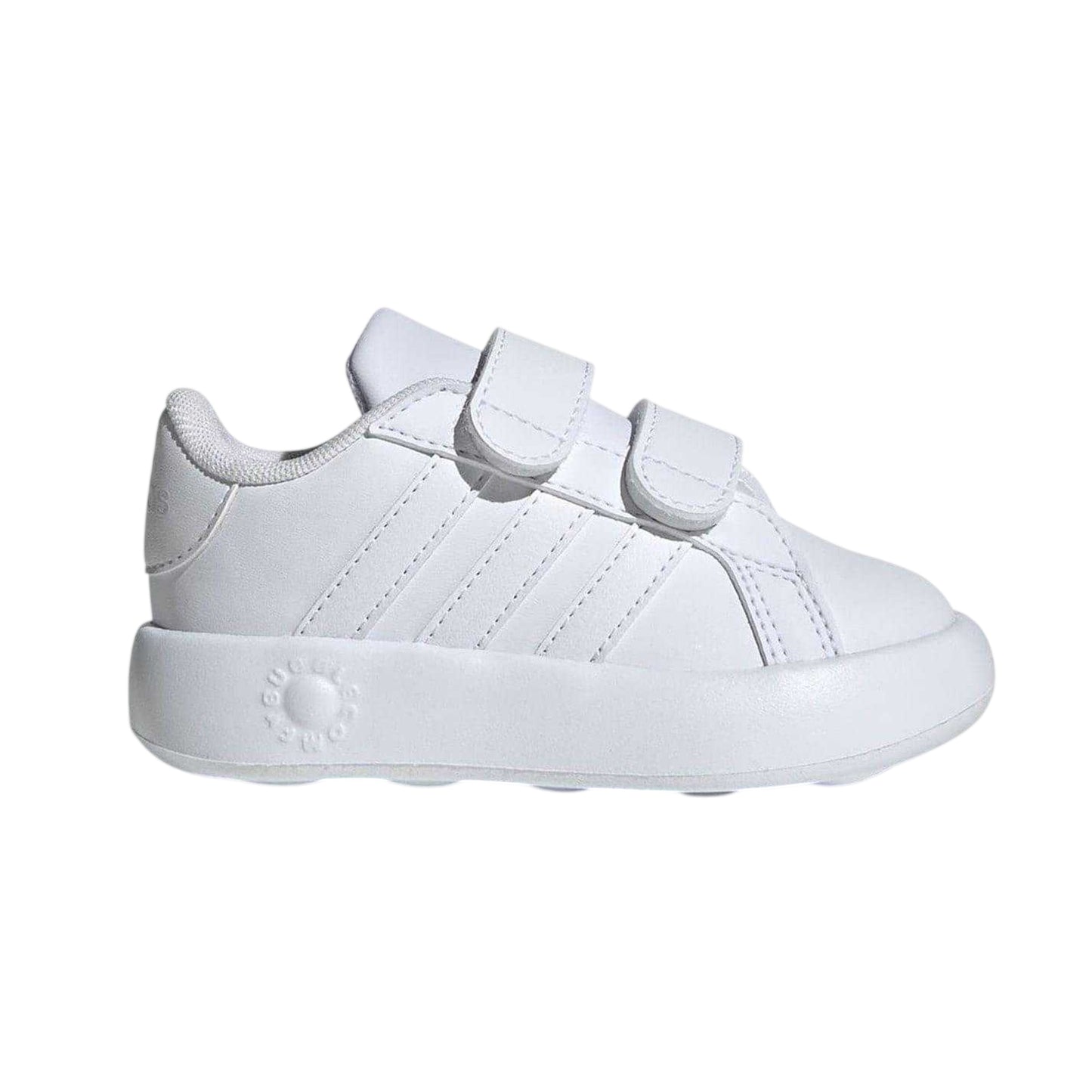 White - Front - Adidas Baby Grand Court 3 Stripes Trainers
