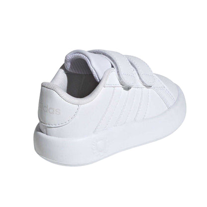 White - Back - Adidas Baby Grand Court 3 Stripes Trainers