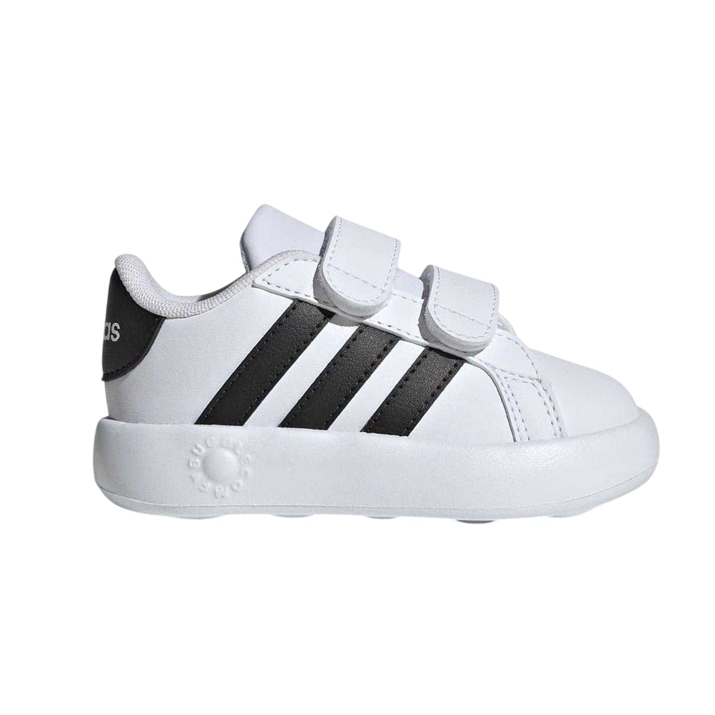 White-Black - Front - Adidas Baby Grand Court 3 Stripes Trainers