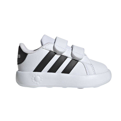 White-Black - Front - Adidas Baby Grand Court 3 Stripes Trainers