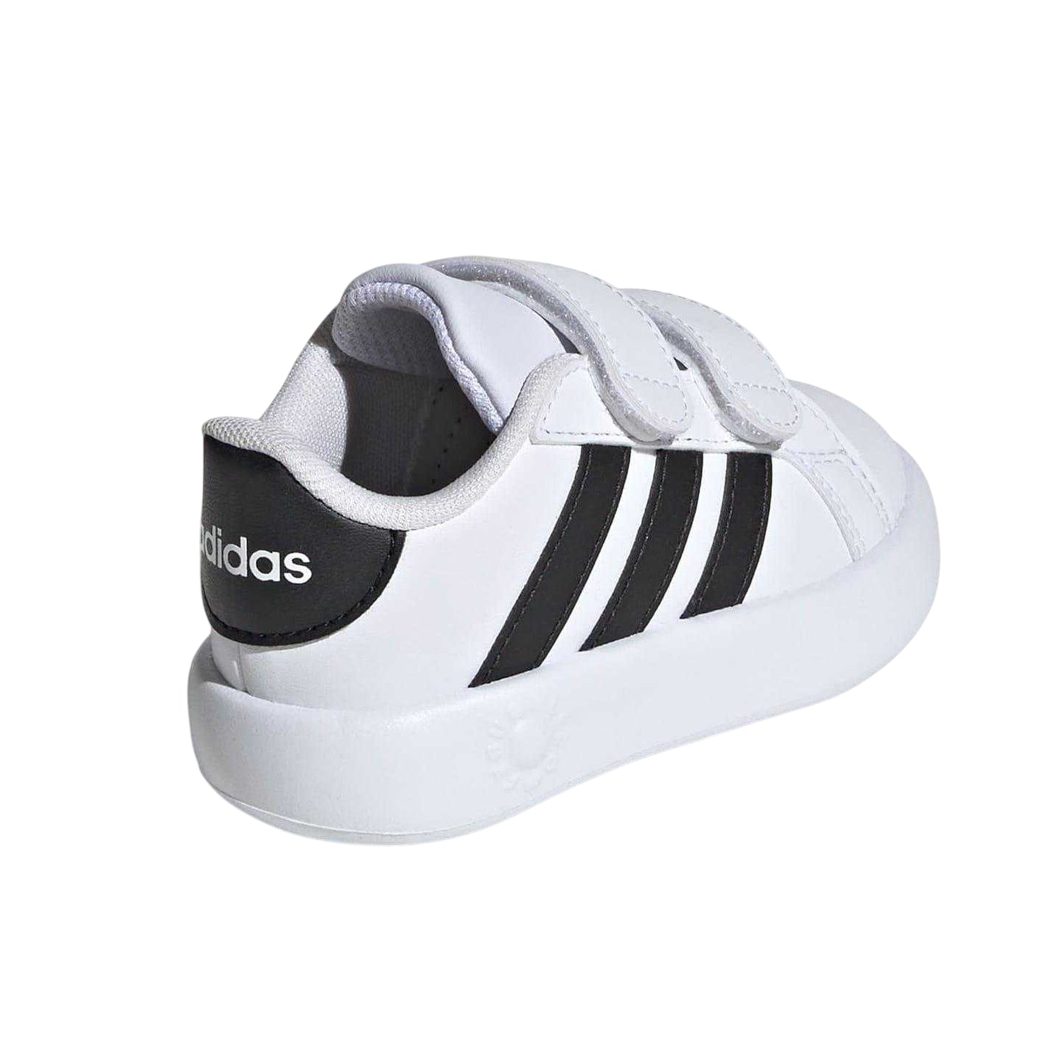 White-Black - Back - Adidas Baby Grand Court 3 Stripes Trainers