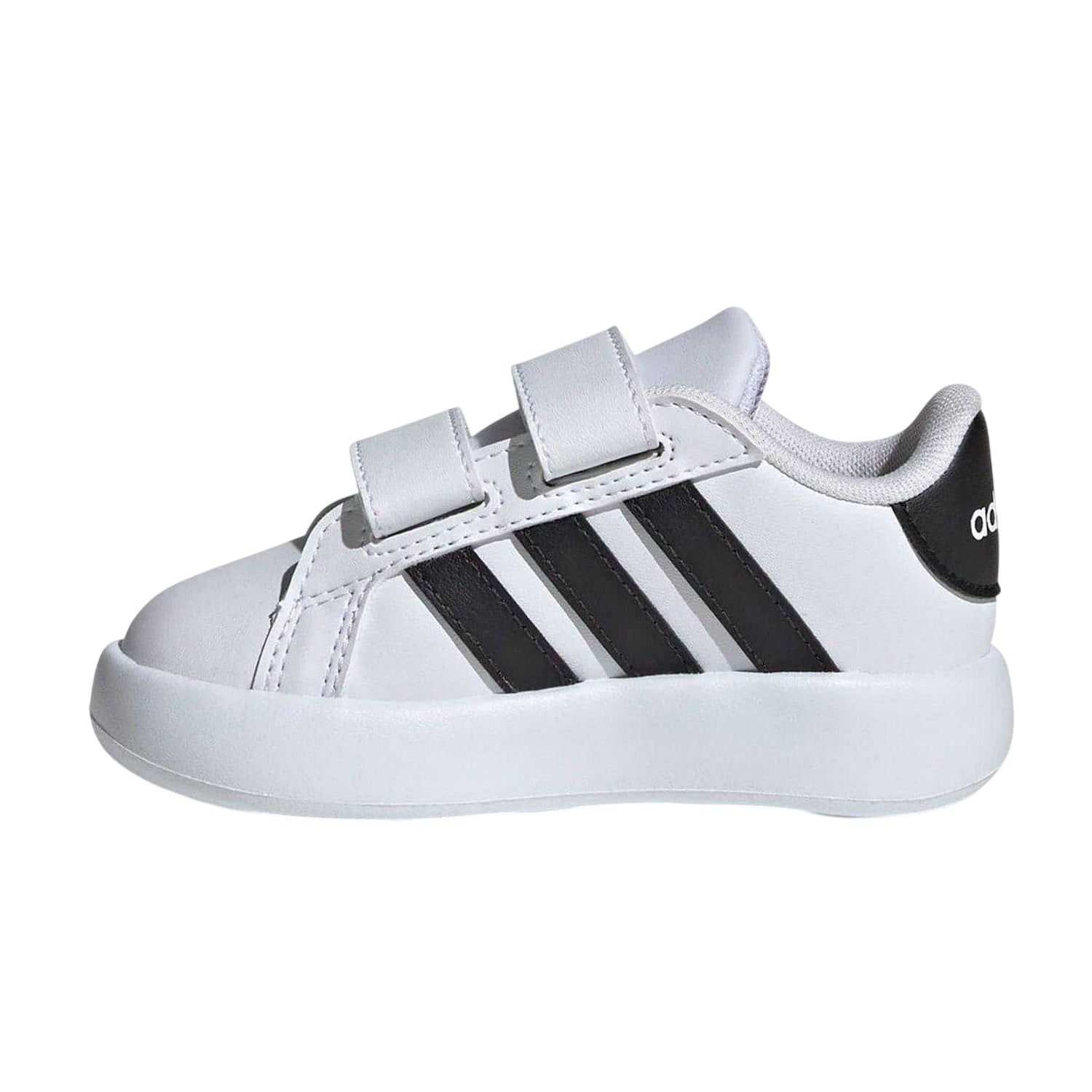 White-Black - Side - Adidas Baby Grand Court 3 Stripes Trainers