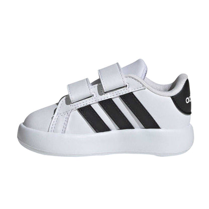 White-Black - Side - Adidas Baby Grand Court 3 Stripes Trainers