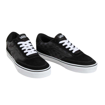 Black - Back - Vans Mens Brooklyn Checkered Suede Low Cut Trainers