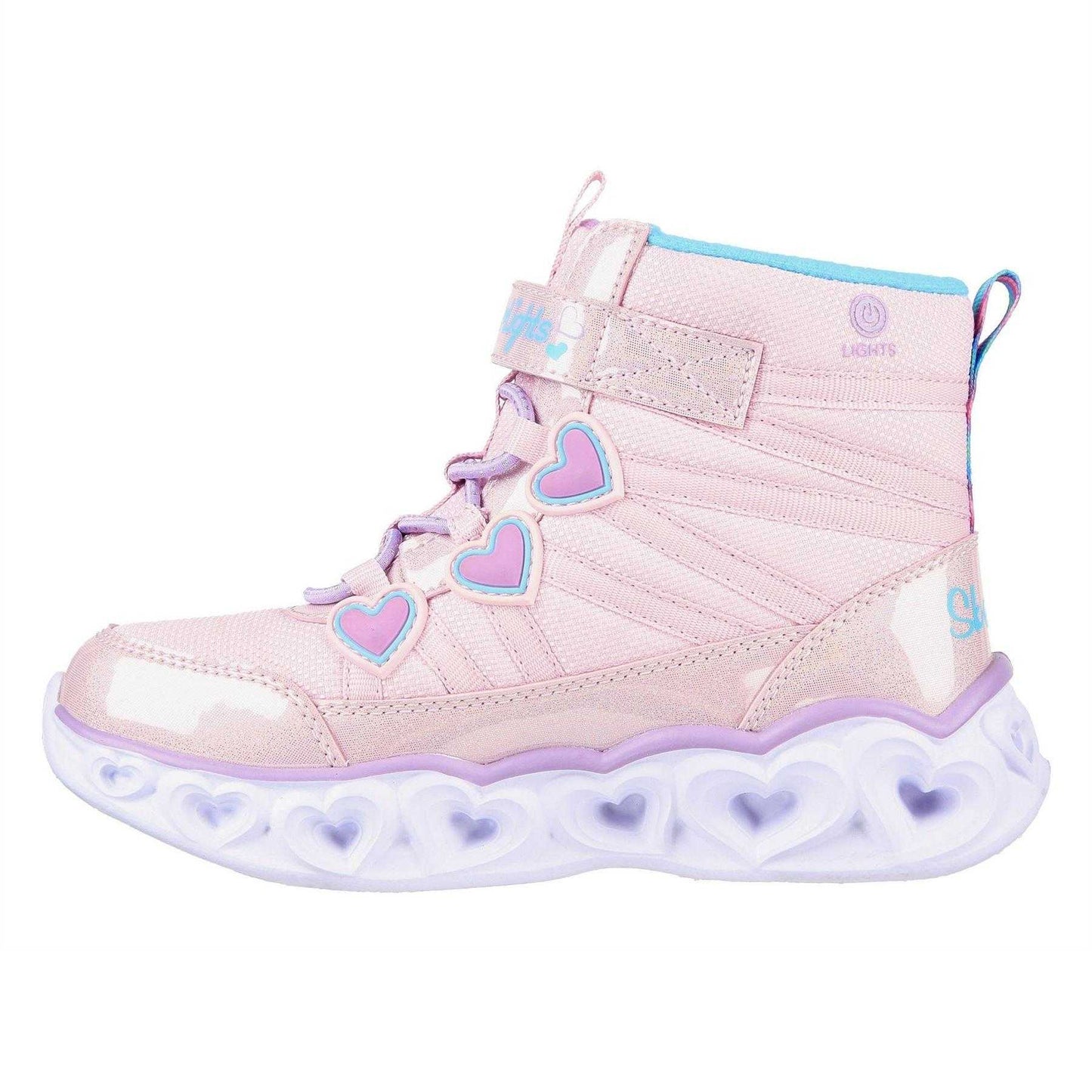 Pink - Back - Skechers Childrens-Kids Heart Lights Walking Shoes