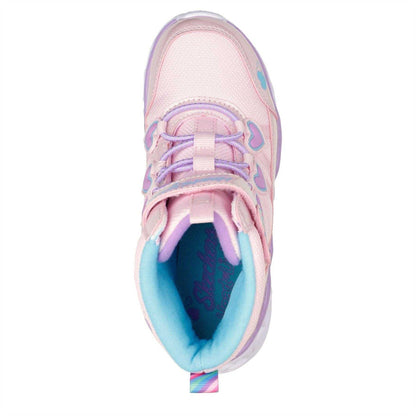 Pink - Side - Skechers Childrens-Kids Heart Lights Walking Shoes