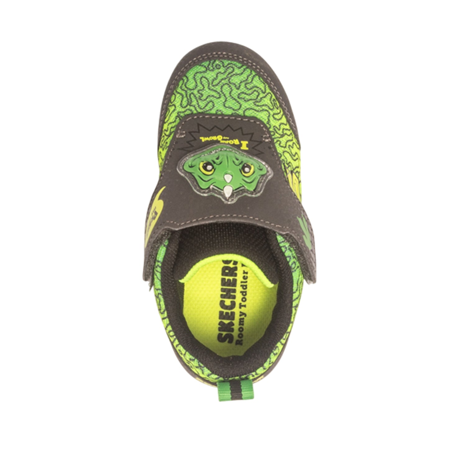 Charcoal-Lime - Side - Skechers Childrens-Kids Dinosaur Light Up Trainers
